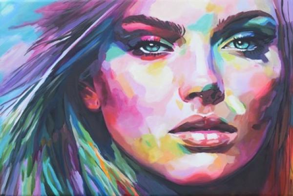 Abstract woman Face - Peggy Liebenow-60x40x3cm acrylic on canvas